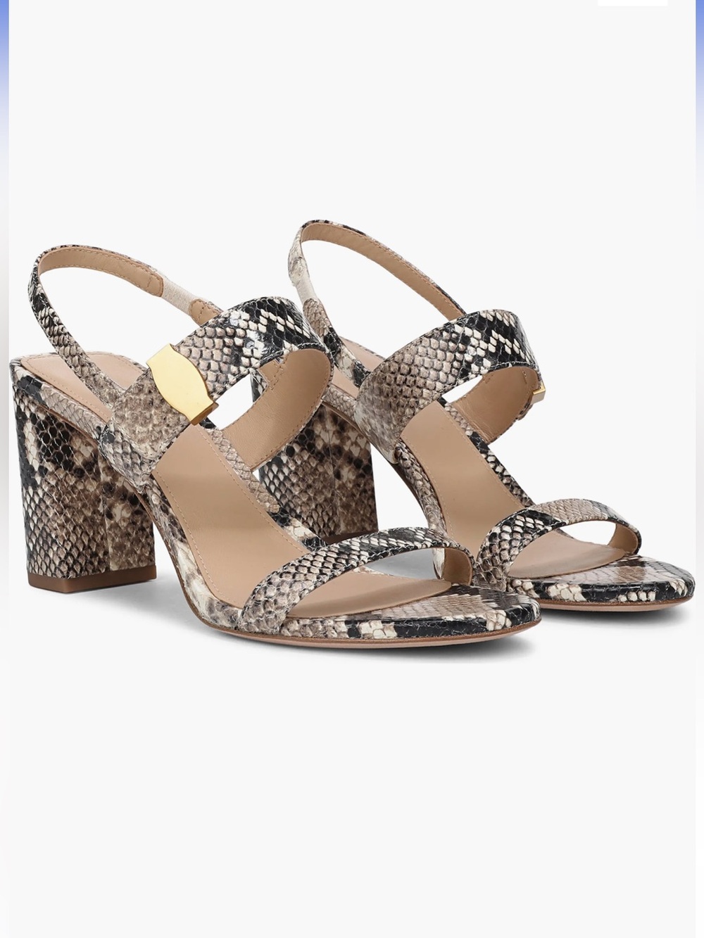 [Veronica Beard] NWT Snake-Print Block Heel Sandals